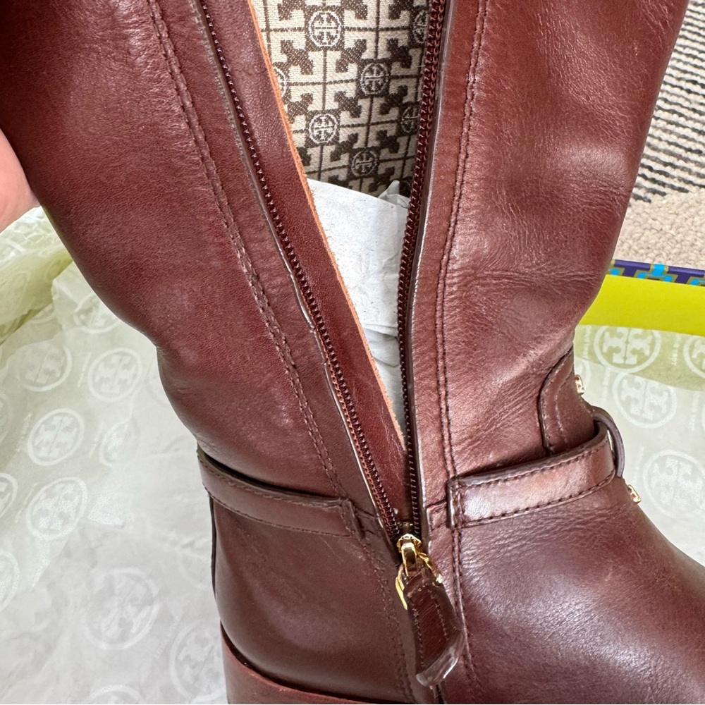 Tory Burch Chestnut Leather Knee-High Boots - Picture 11 of 16